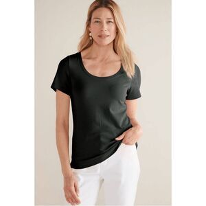 SOFT SURROUNDINGS SoftEssential Pima Short Sleeve Tee black L NEW